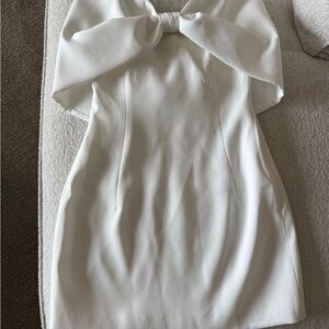 Meshki White Mini Dress with Bow Detail